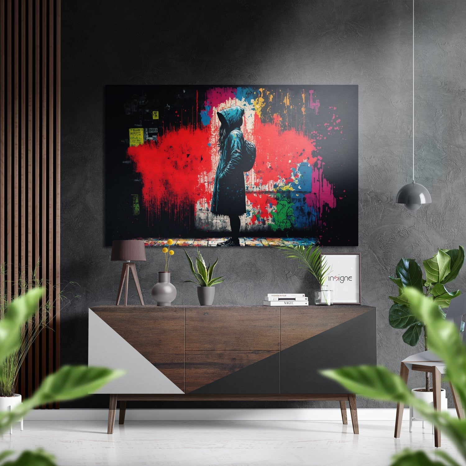 Confrontation bold graphic metal wall art