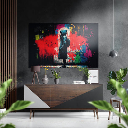 Confrontation bold graphic metal wall art