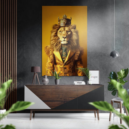 Lion prince brushed aluminum dibond wall art textured metal safari portrait