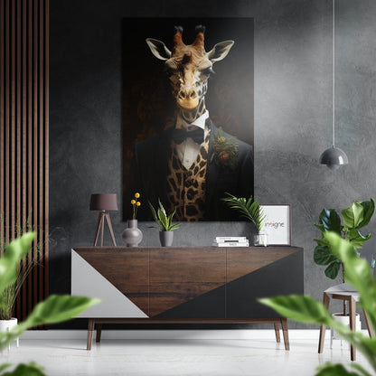 Mr. Giraffe brushed aluminum Dibond metal wall art print