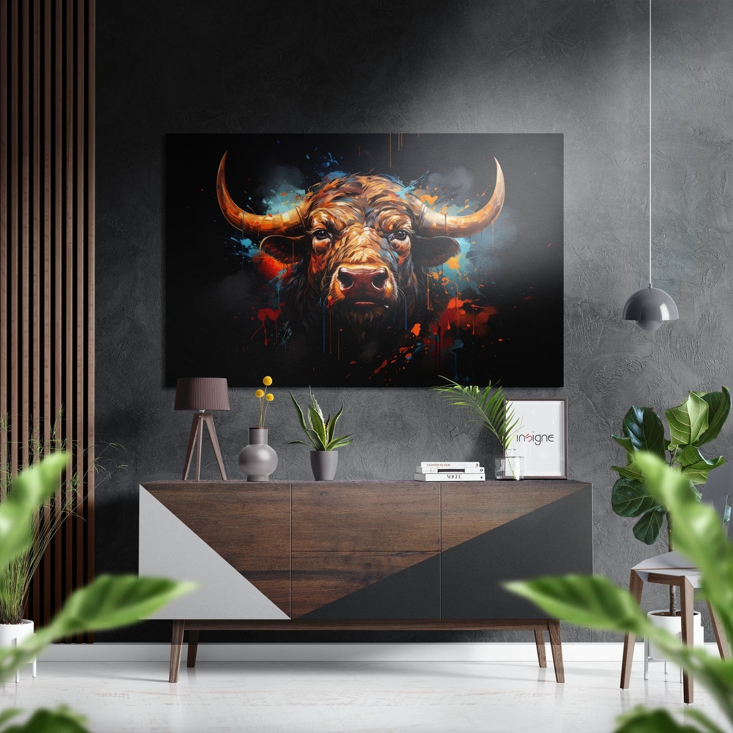 Bull brushed aluminum metal wall art