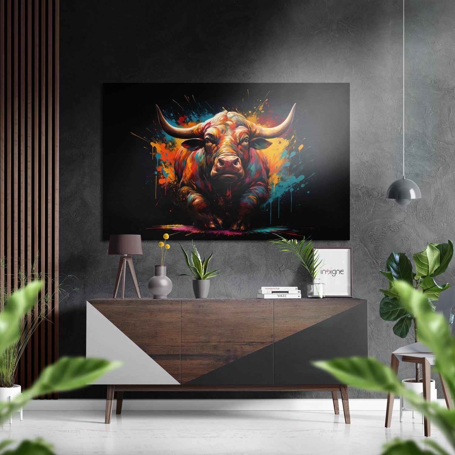 Bull brushed aluminum metal wall art
