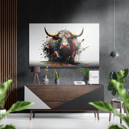 Bull brushed aluminum metal wall art