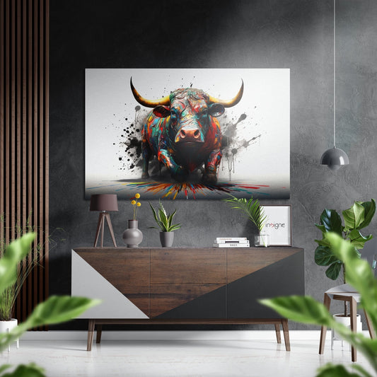 Bull brushed aluminum metal wall art