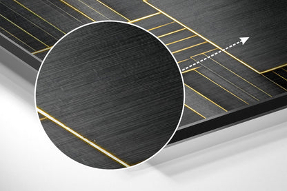 Gold Line Geometry On Black Metal Wall Art