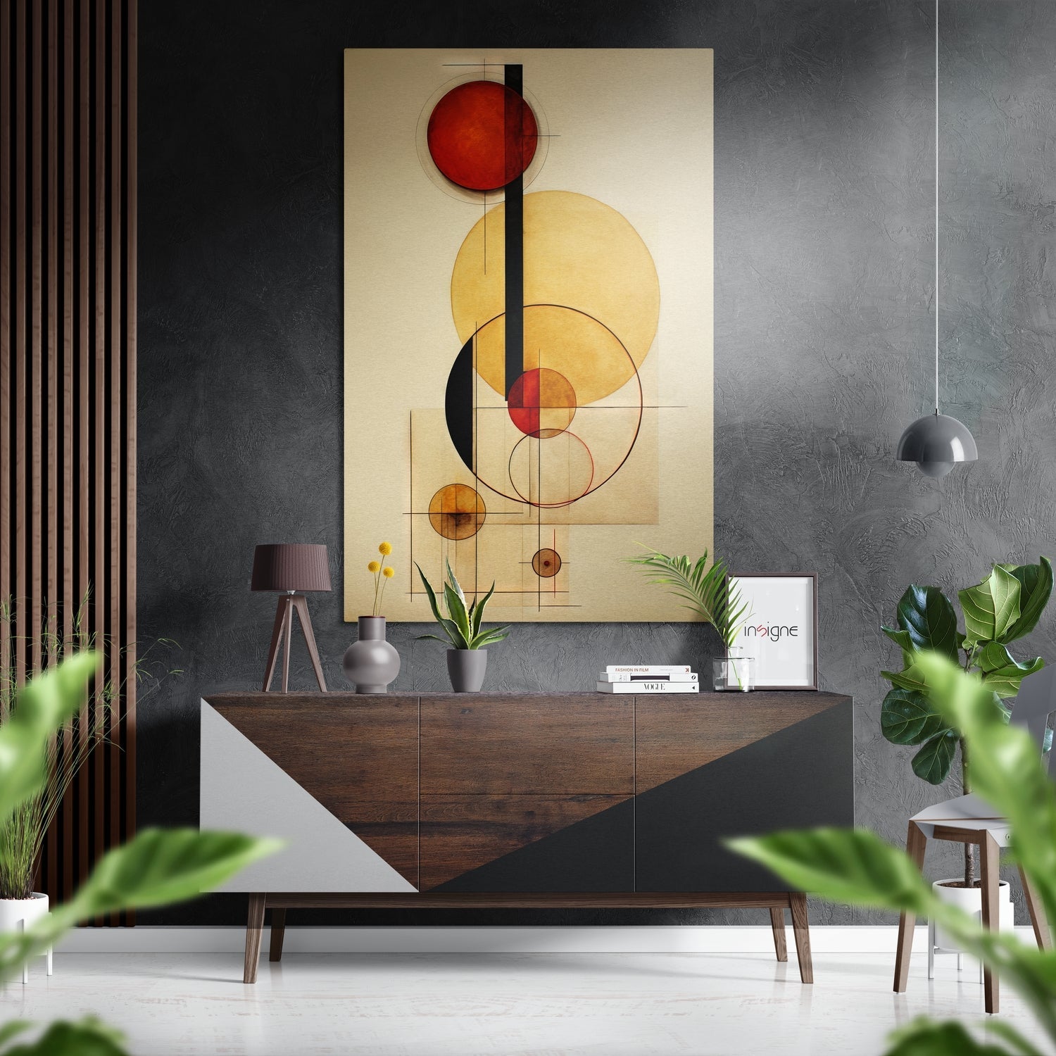 Circles brushed aluminum metal wall art for modern decor