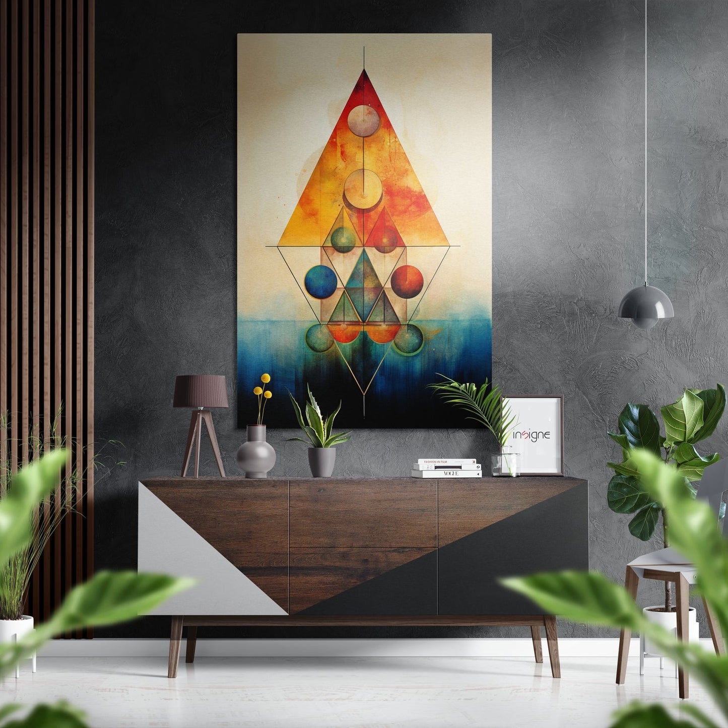 Triangles metal wall art brushed aluminum