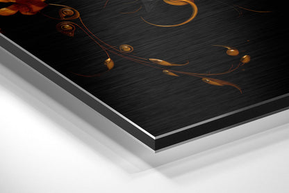 Orange and Grey Lotus Bloom Metal Wall Art