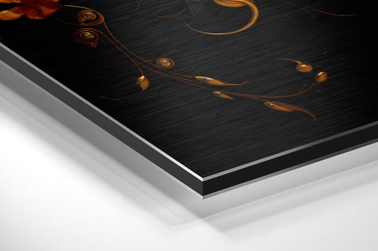 Orange and Grey Lotus Bloom Metal Wall Art