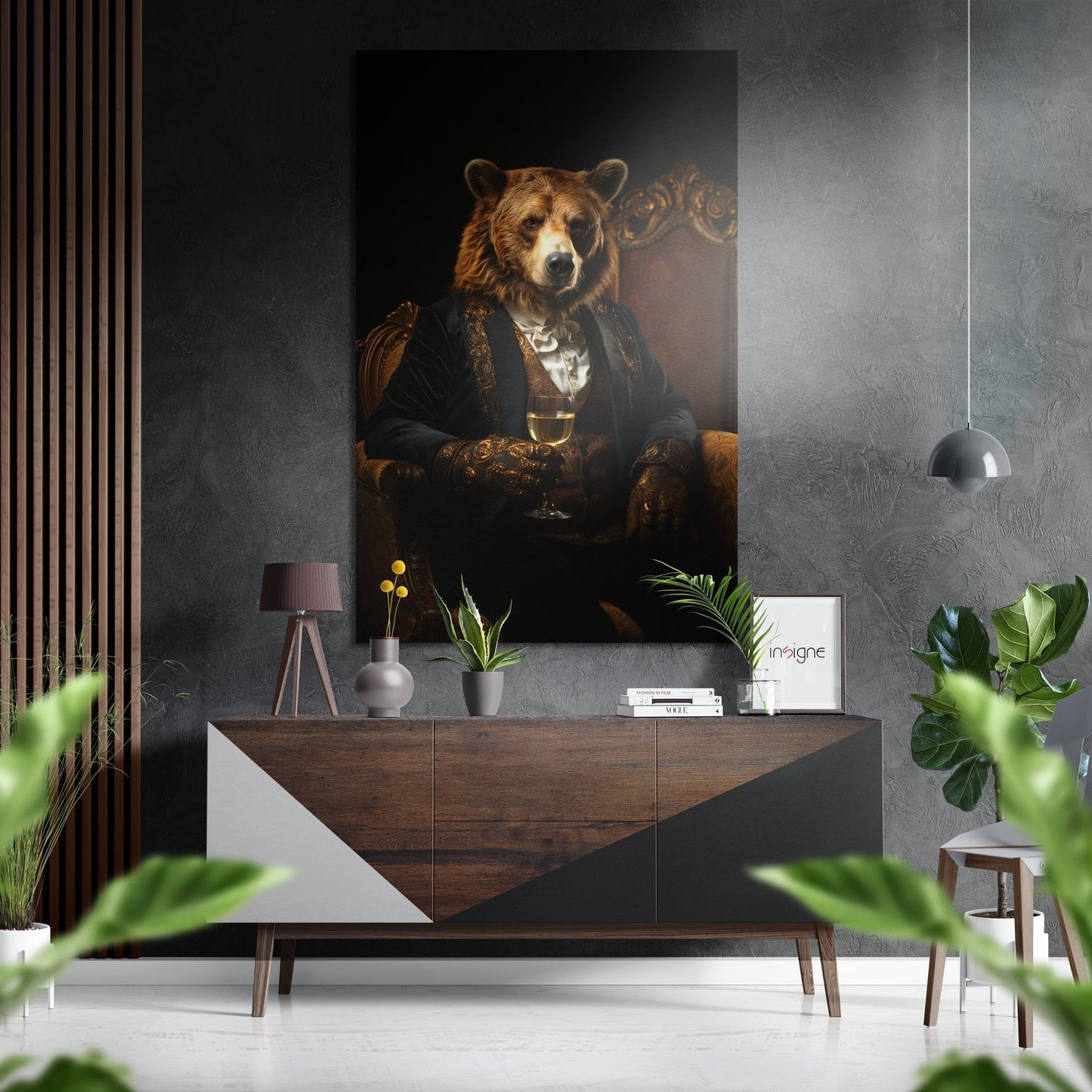 Bear as a Gentleman metal wall art portrait