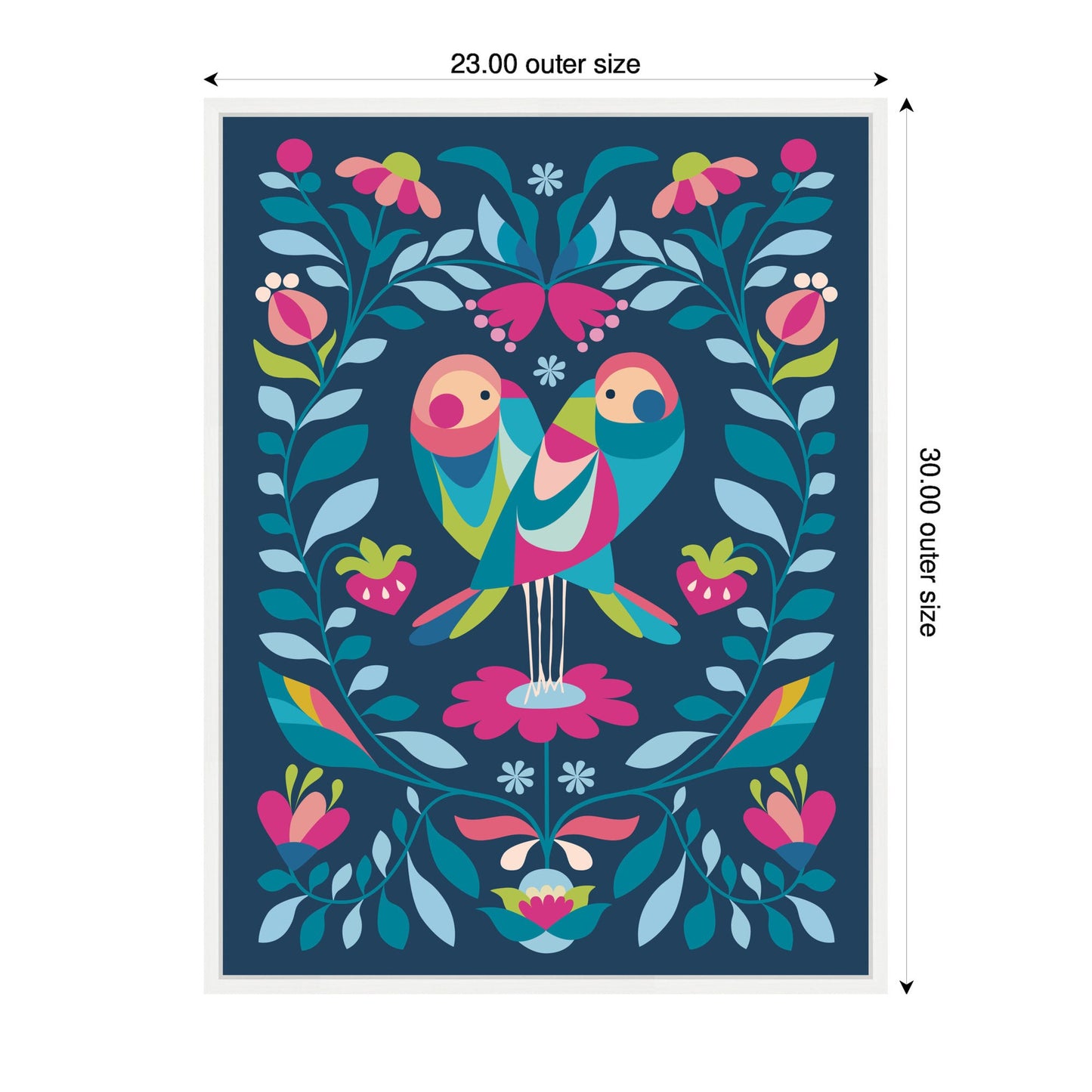 Love Birds Framed Canvas Wall Art