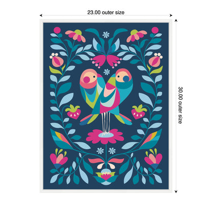 Love Birds Framed Canvas Wall Art