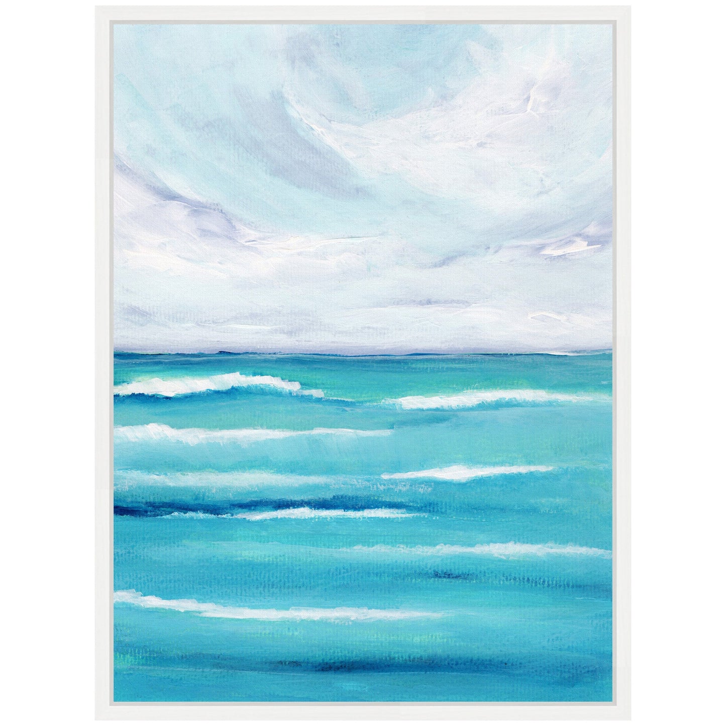 Evening Ocean Waves Framed Canvas Wall Art