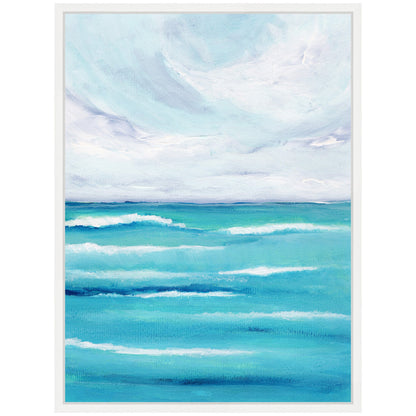 Evening Ocean Waves Framed Canvas Wall Art