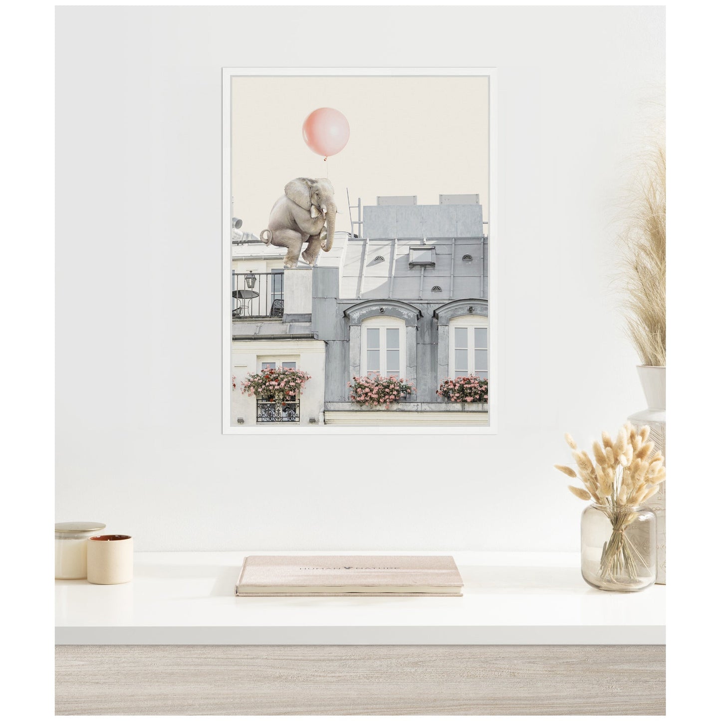 Elephant in Paris Framed Canvas Wall Art