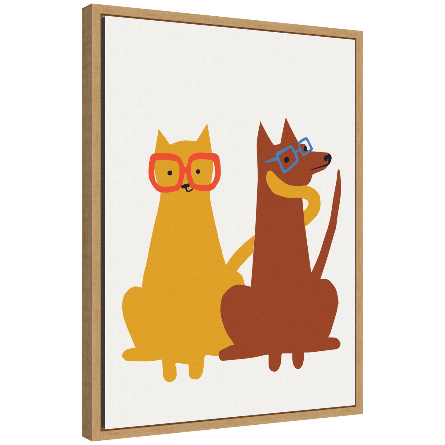 Farm Cat and Dog Framed Canvas Wall Art
