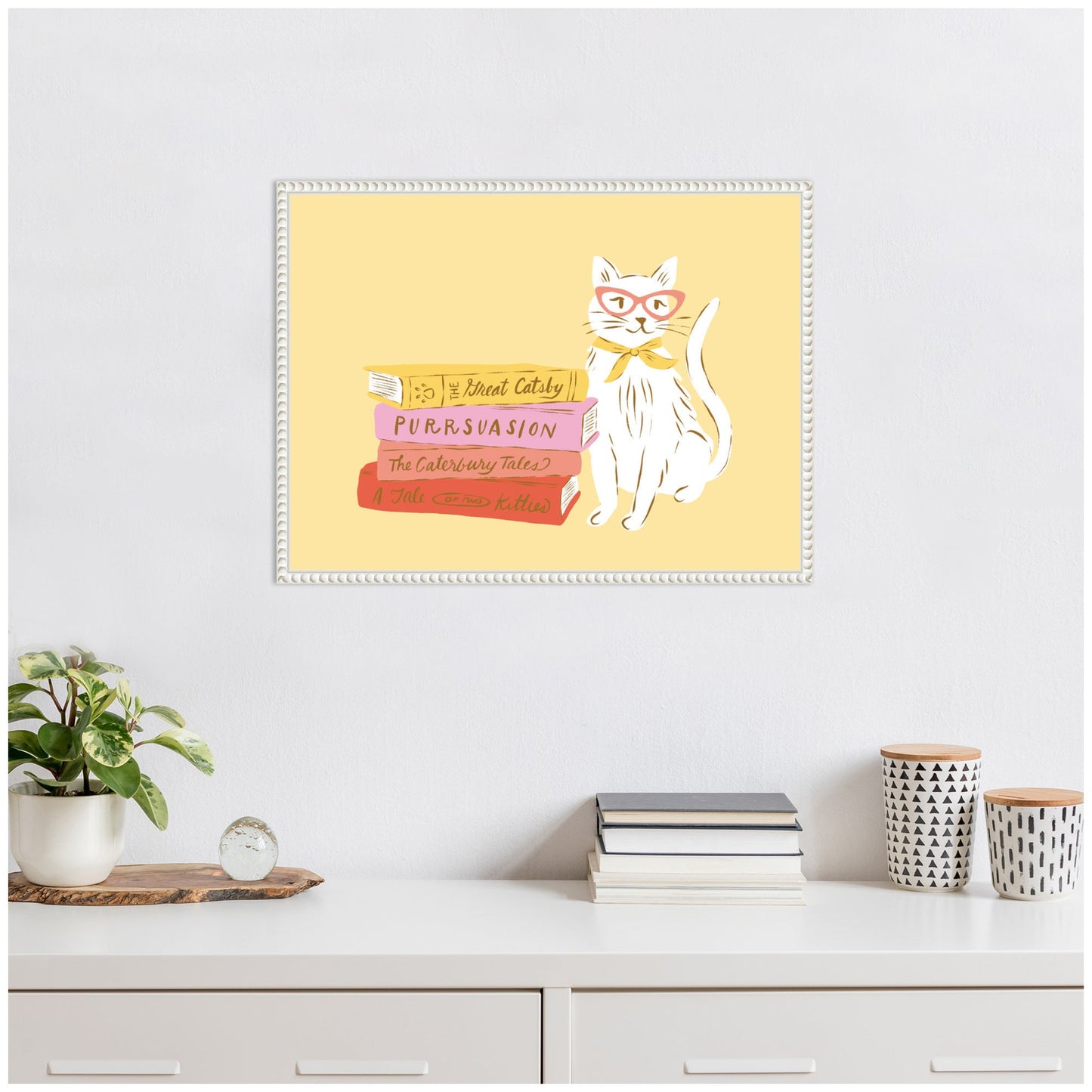 Book Lover Cat Framed Canvas Wall Art