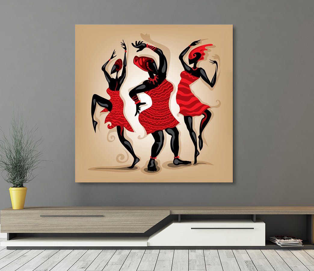 African Dancing Woman Tribal Canvas Wall Art