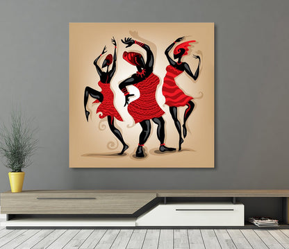 African Dancing Woman Tribal Canvas Wall Art