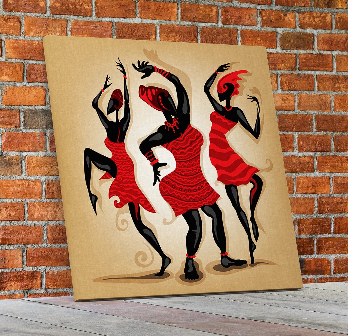 African dancing woman tribal canvas wall art framed decor