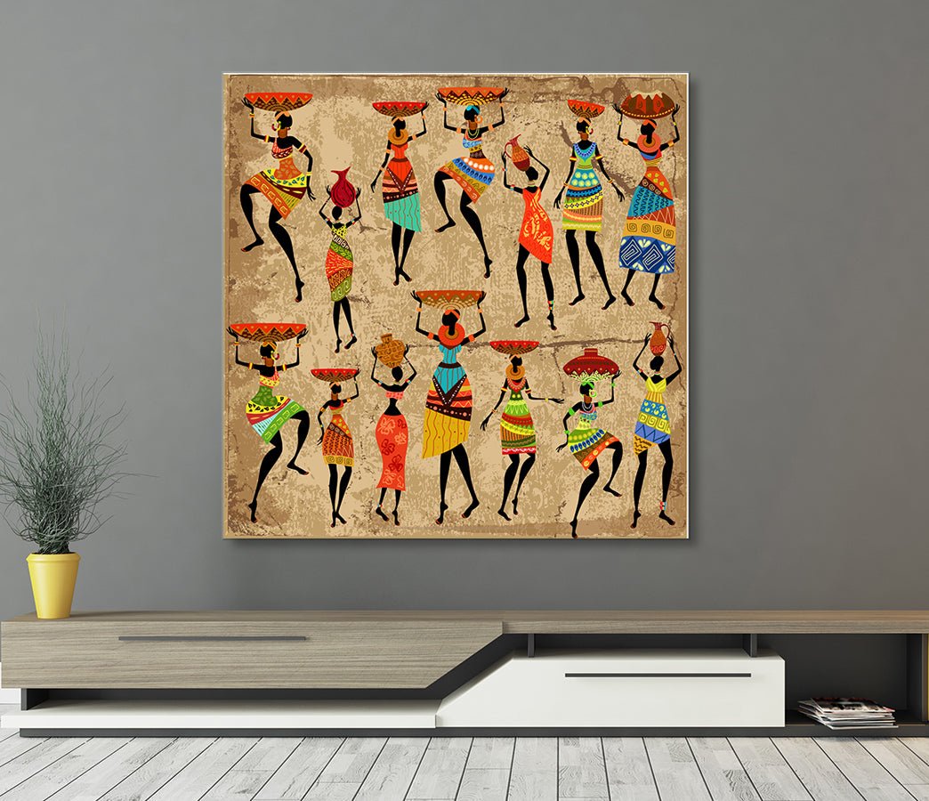 African tribal woman portrait canvas wall art in bold color