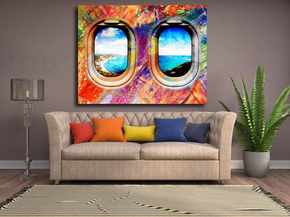 Airplane Window Seat Travel Canvas Wall Art