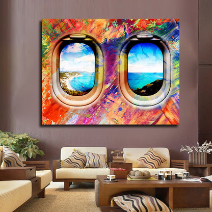 Airplane Window Seat Travel Canvas Wall Art