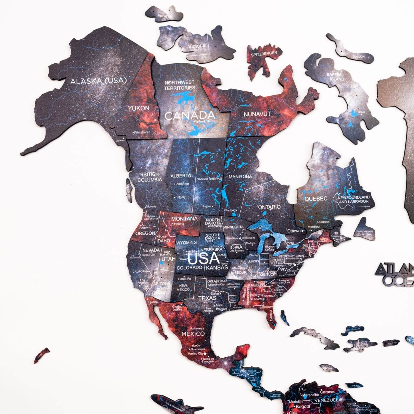3D Wooden World Map Wall Art - Alcor
