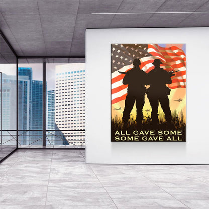 All Gave Some Some Gave All Canvas Wall Art, Veteran Decor