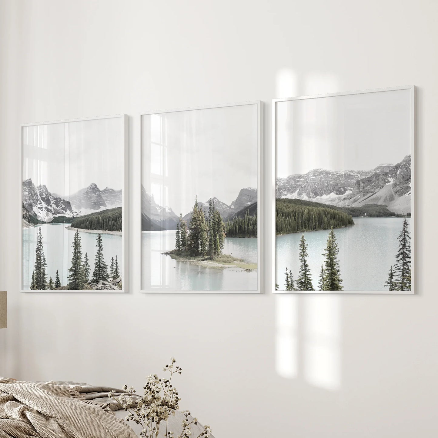 Canada Mountain Lake Wall Art, 3 Piece Nature Print Set