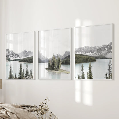 Canada Mountain Lake Wall Art, 3 Piece Nature Print Set