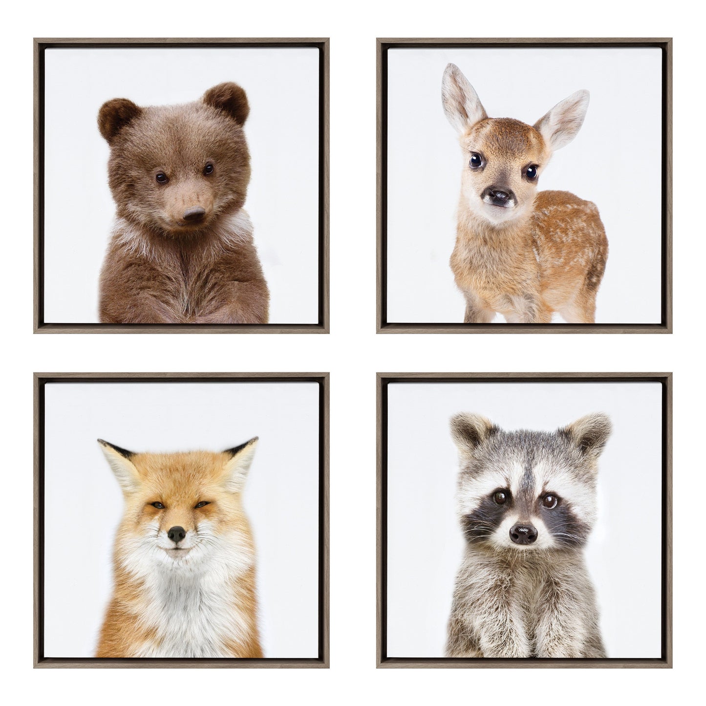 Woodland Animals Framed Canvas Wall Art, Nursery Decor