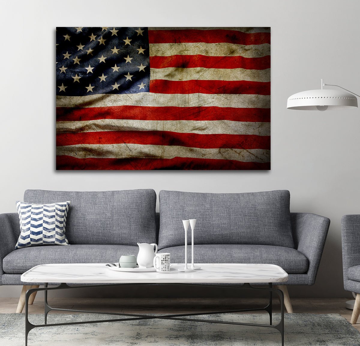 American Flag Grunge Canvas Wall Art