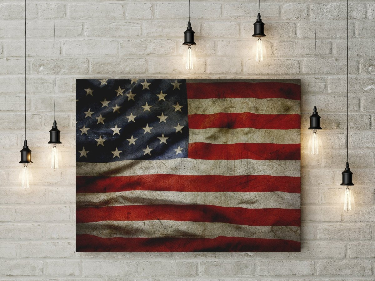 American flag grunge canvas wall art framed decor