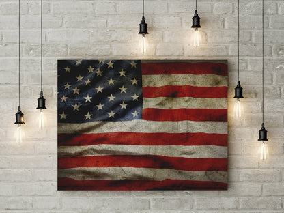 American flag grunge canvas wall art framed decor