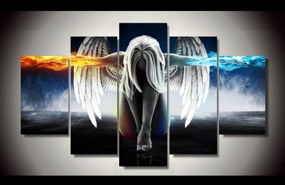 Angel Power Fire And Ice five-piece fantasy canvas wall art set