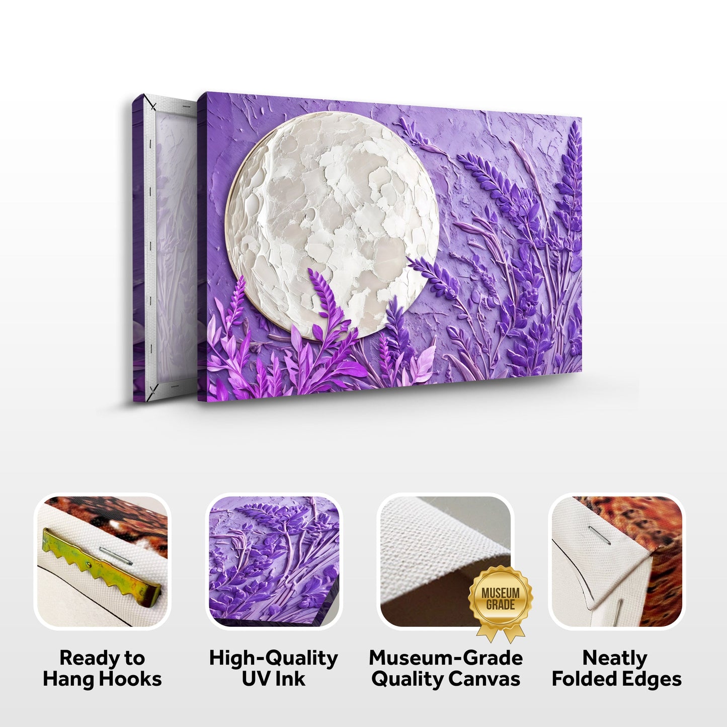 3D Lavender Moon Canvas Wall Art
