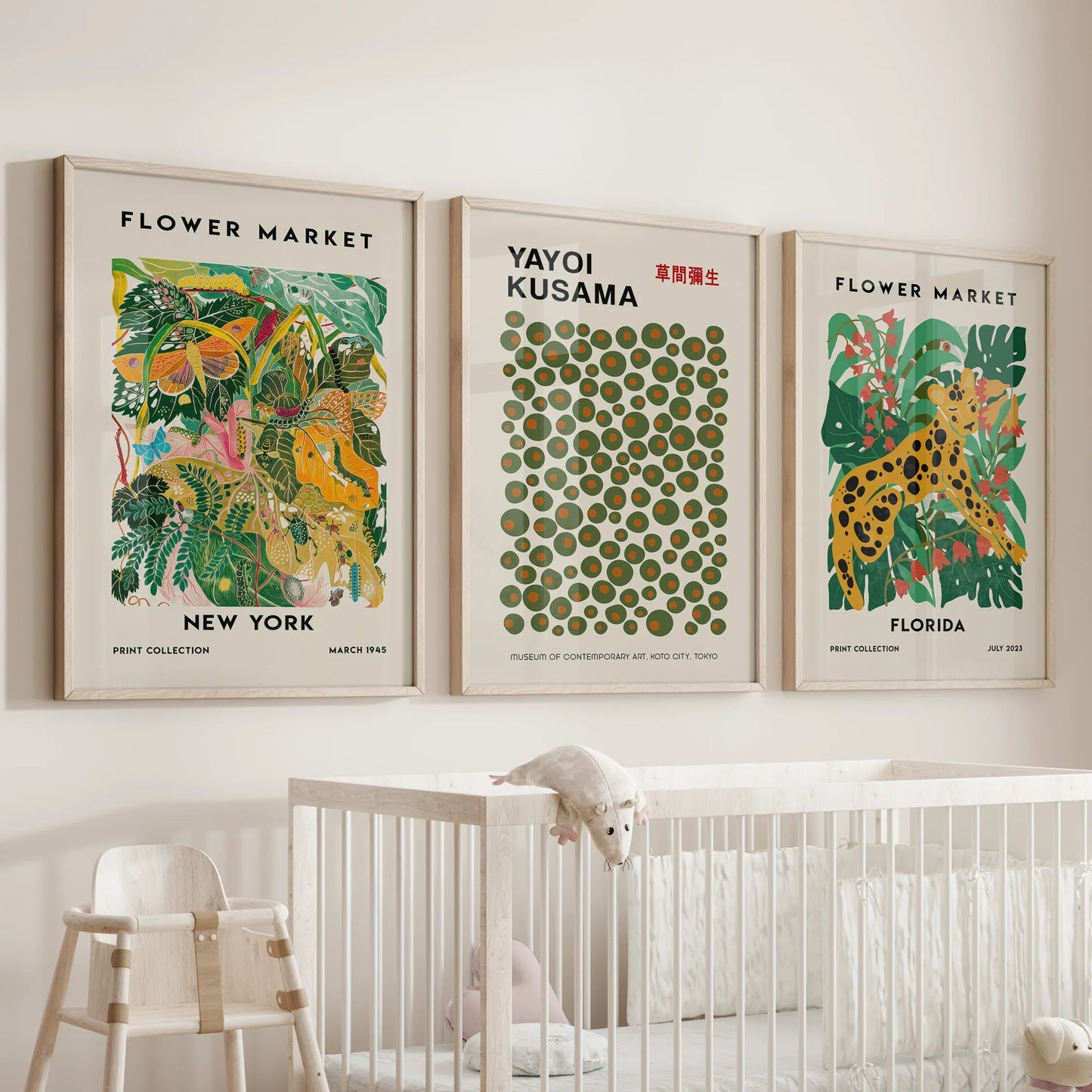 Flower Market Wall Art Set of 3 Modern Tropical Prints