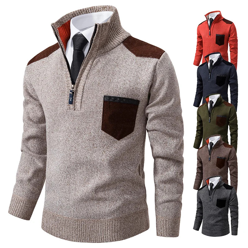 assorted colors men’s fleece lined half zip sweaters
