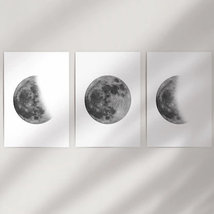 Moon Phases Wall Art Set of 3 (Unframed)