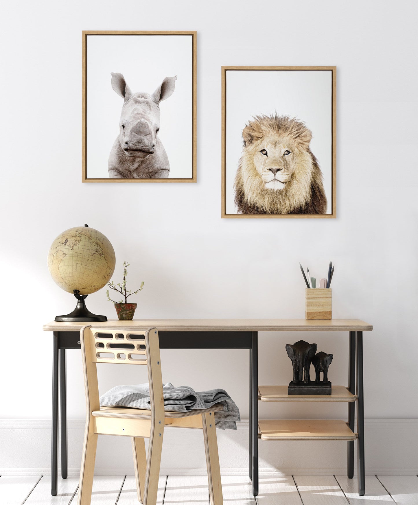 Sylvie Animal Studio Baby Rhino Framed Canvas by Amy Peterson Art Studio