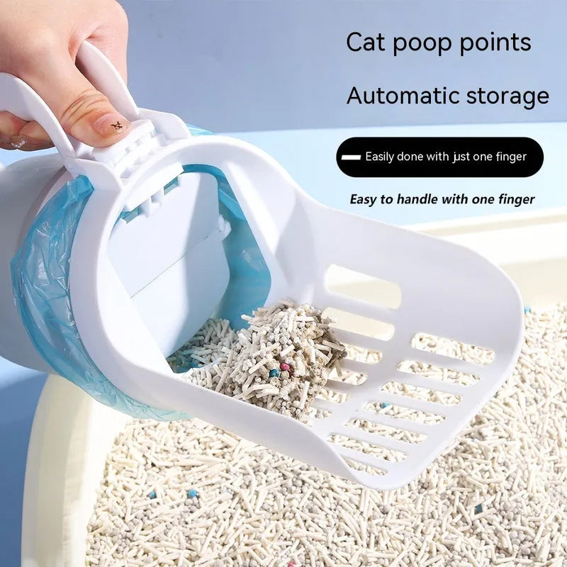 automatic cat litter scoop storing waste with single-button operation