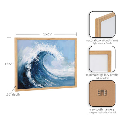 Abstract Painterly Coastal Ocean Wave Framed Print