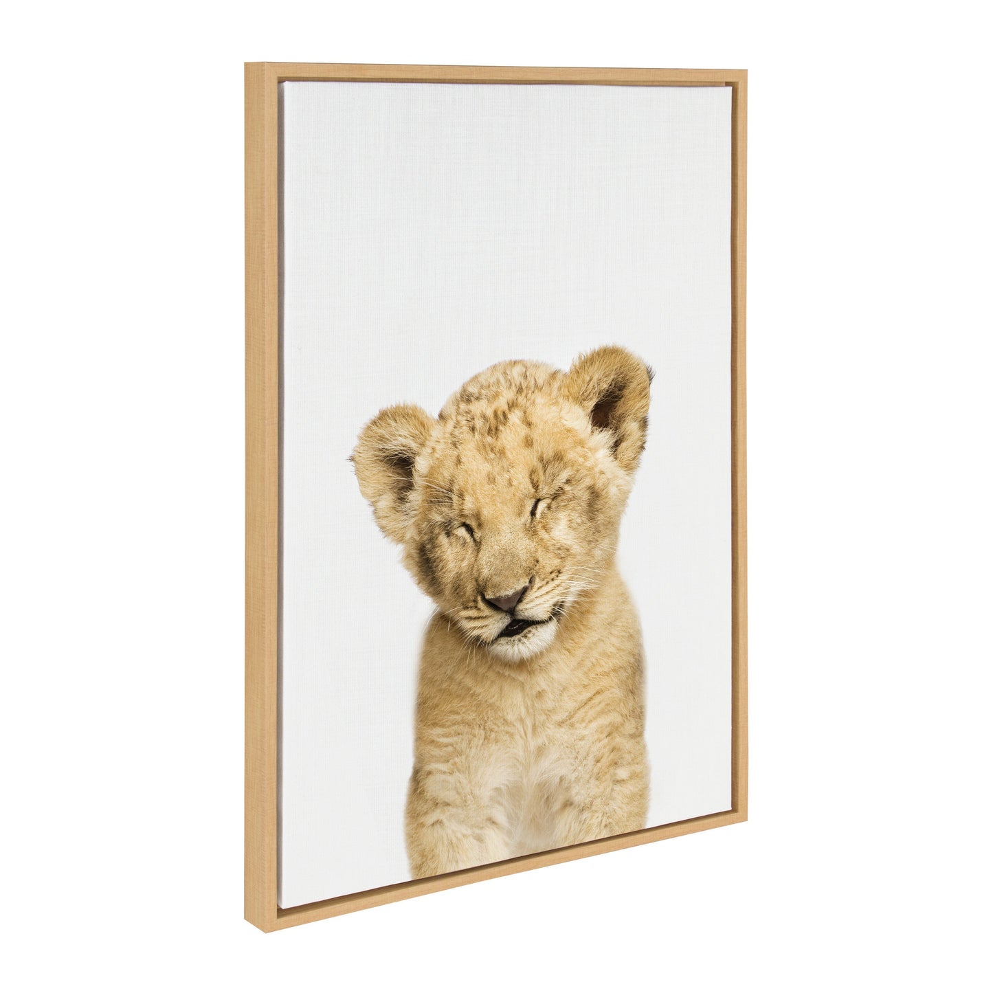 Sleepy Lion Framed Canvas Wall Art, Safari Nursery Decor