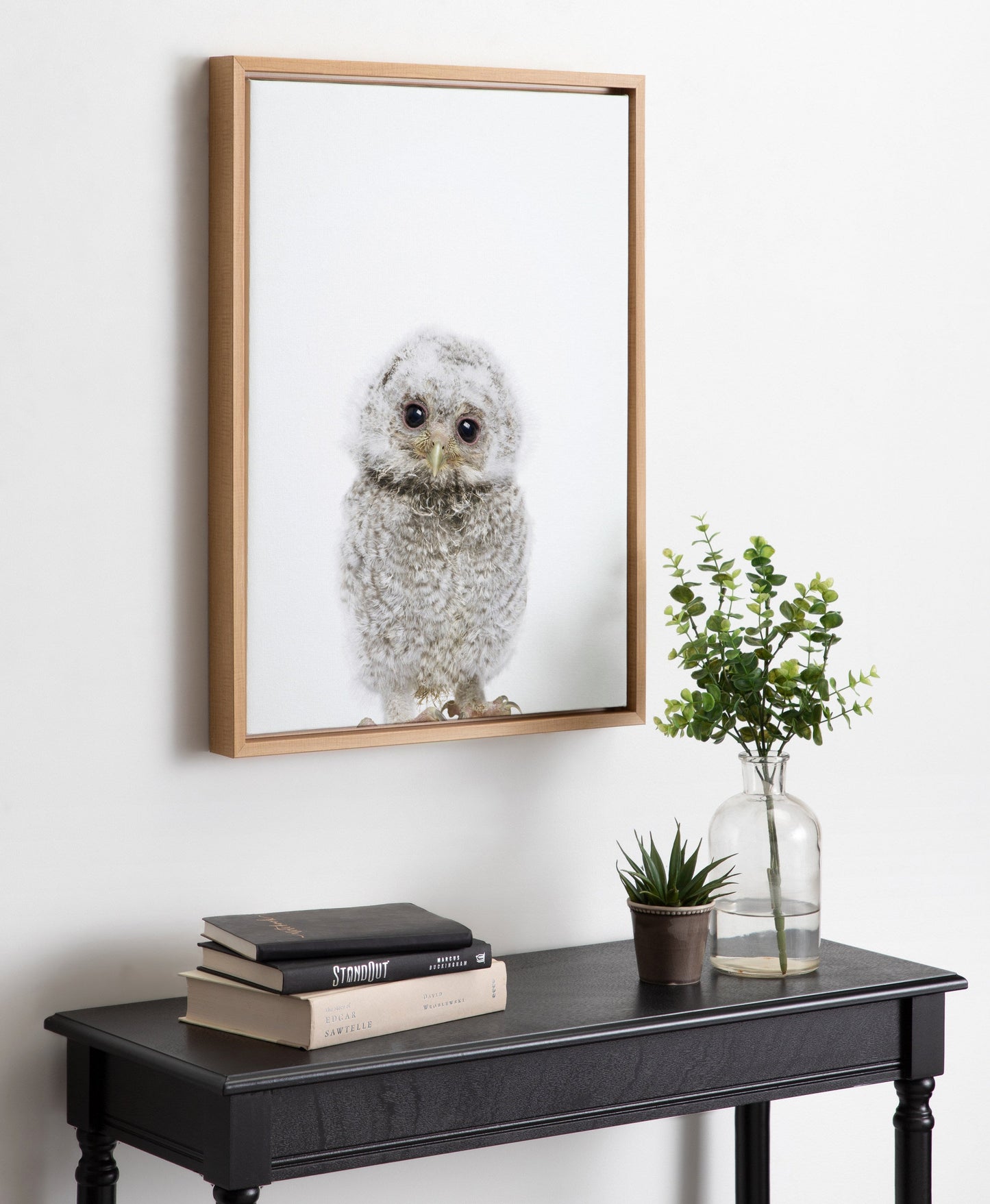 Owl Portrait Framed Canvas Wall Art, Woodland Nursery Decor