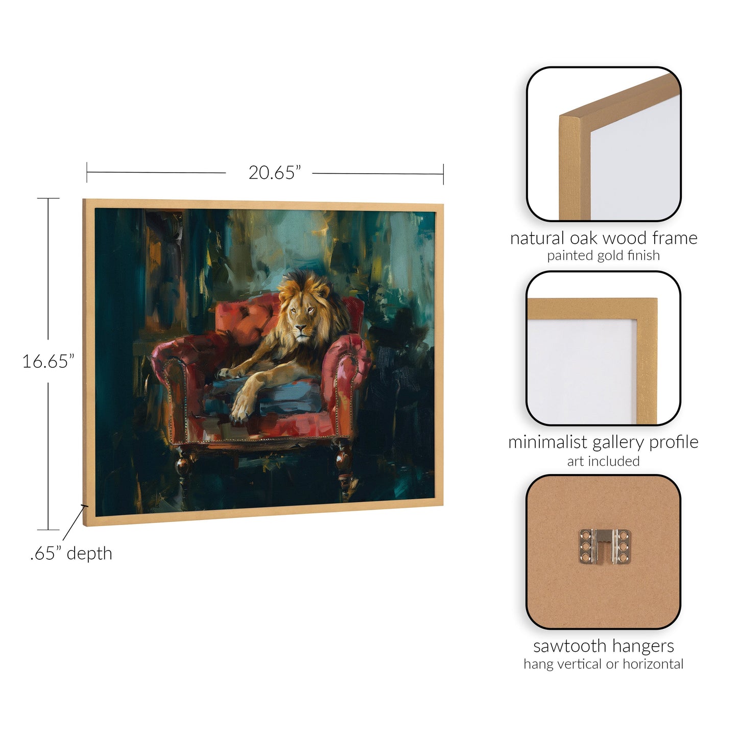 Gallery Lion Portrait in Rich Jewel Tones Print by The Creative Bunch Studio