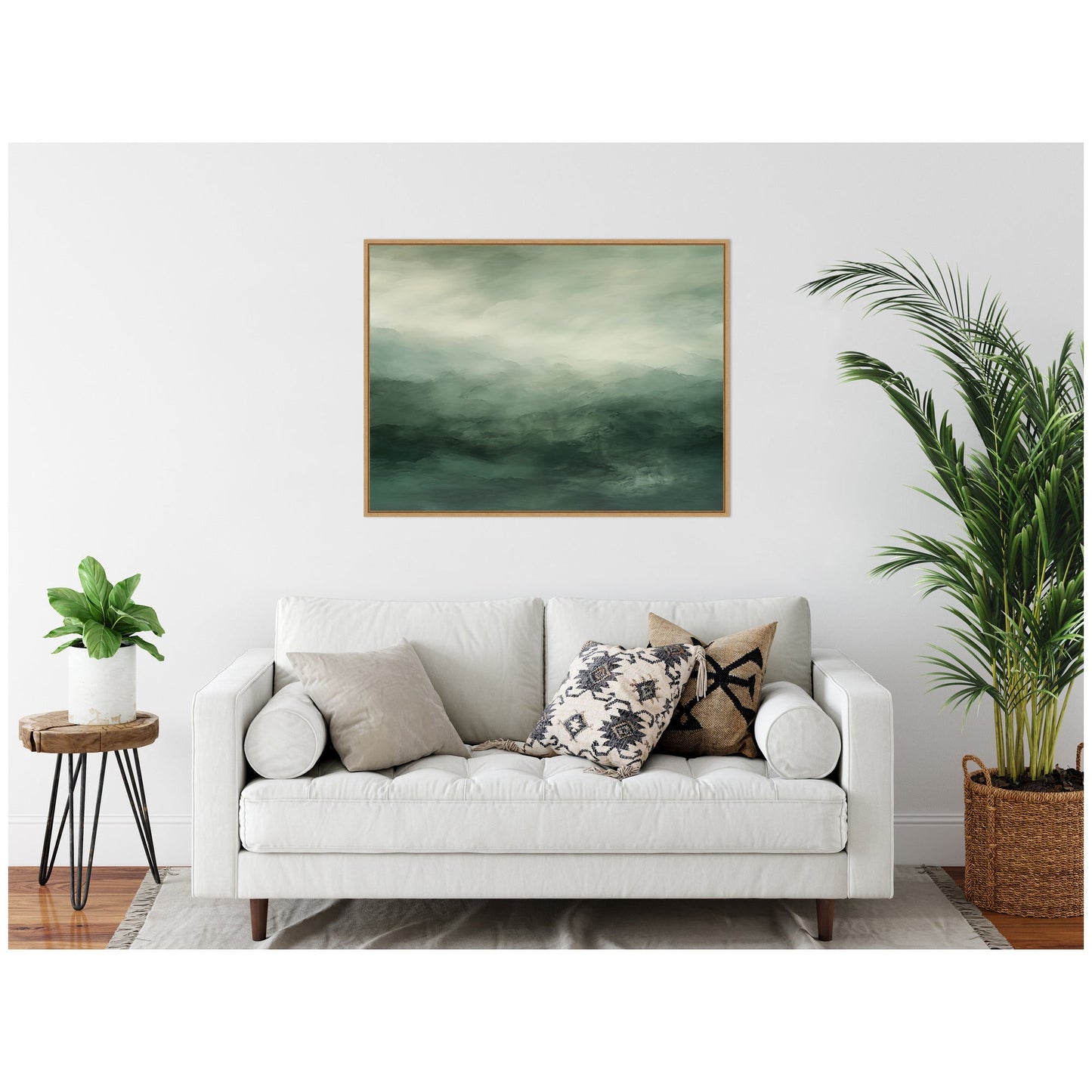 Sage and Emerald Abstract Forest Canvas Wall Art