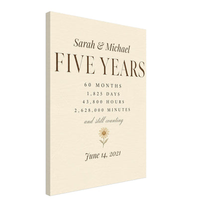 Personalized 5 Year Anniversary Canvas - 45x60 cm / 18x24″ / Canvas - Sparkycare