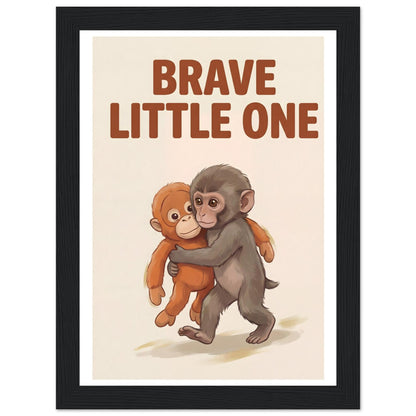 Brave Little One Monkey Poster - Bold Typography Framed Art - 20x25 cm / 8x10″ - White frame / Ready-to-hang - Sparkycare