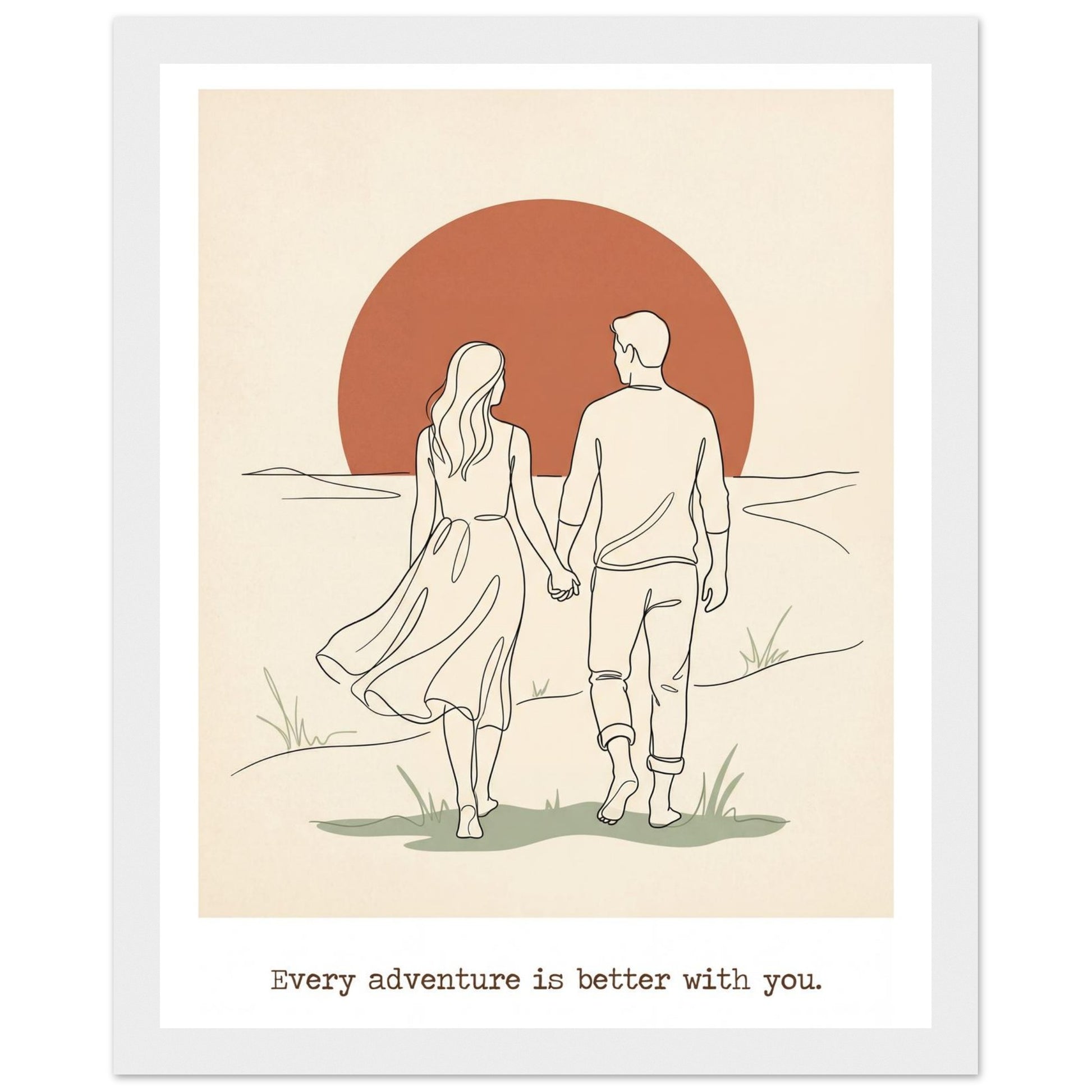 Romantic Wall Art - Couples Poster for Your Bedroom - 20x25 cm / 8x10″ - White frame / Ready-to-hang - Sparkycare